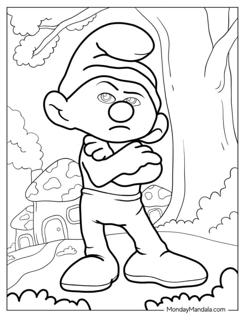 Smurf coloring pages free pdf printables