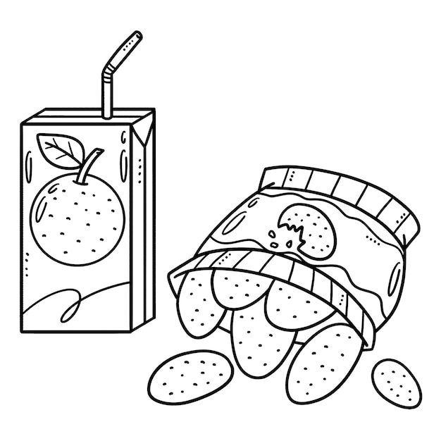 Premium vector snack food isolated coloring page for kids