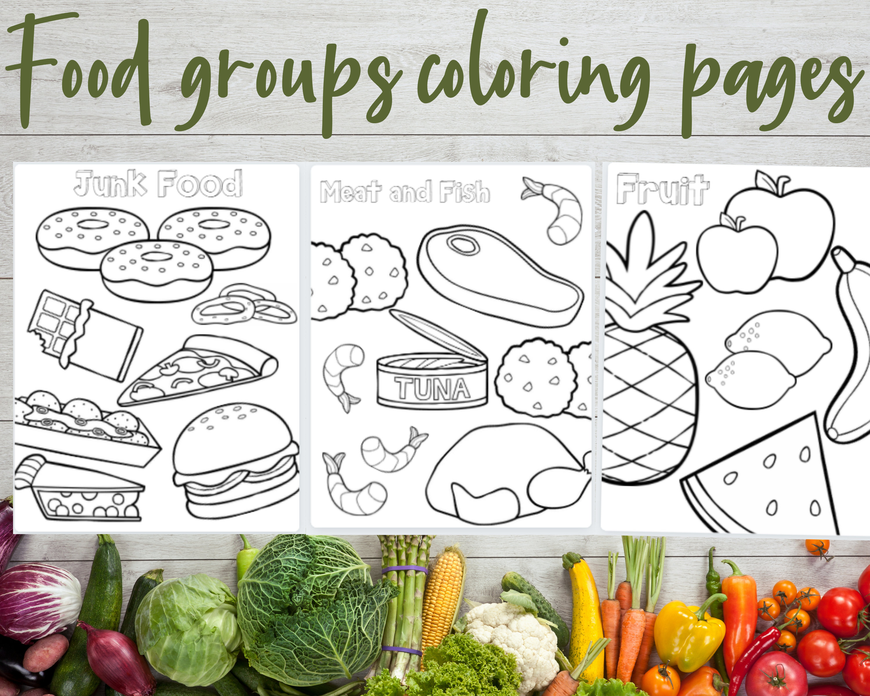 Food groups coloring pages for kids and adults download now