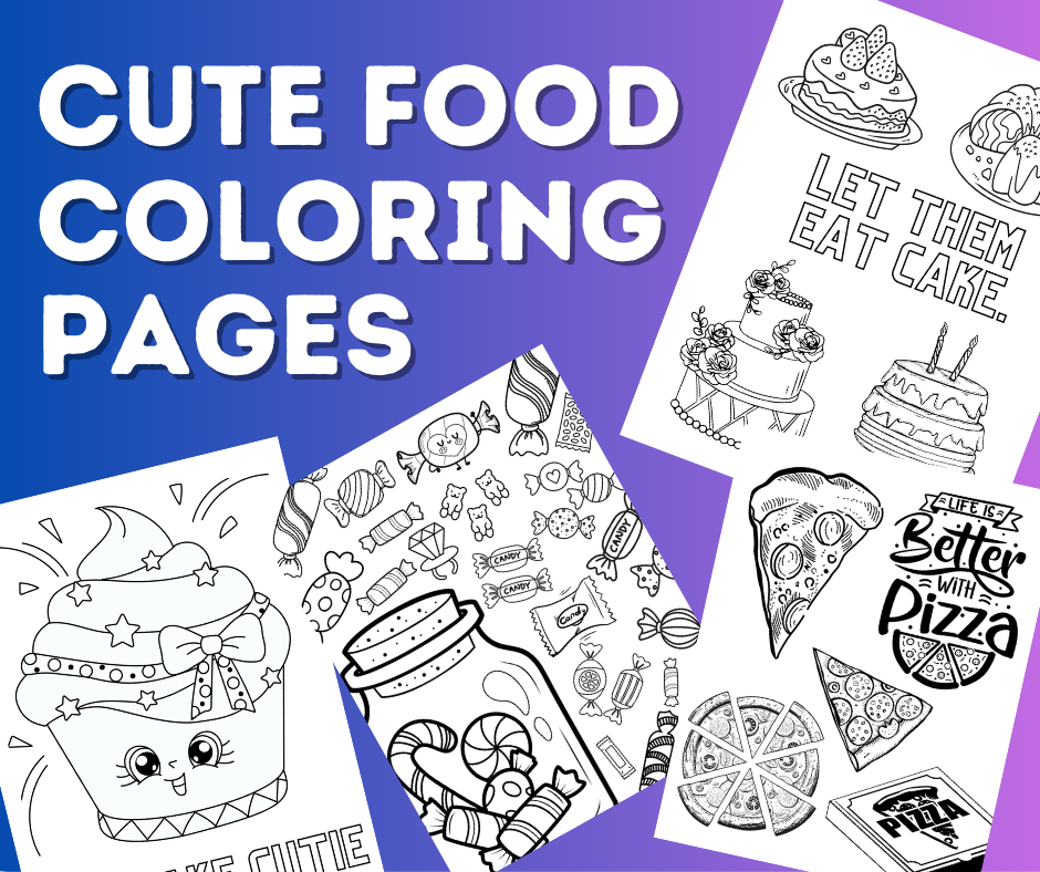 Cute food coloring pages for kids and adults