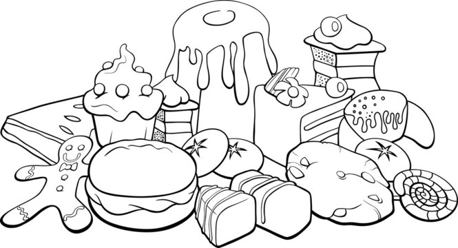 Coloring book food images â browse photos vectors and video