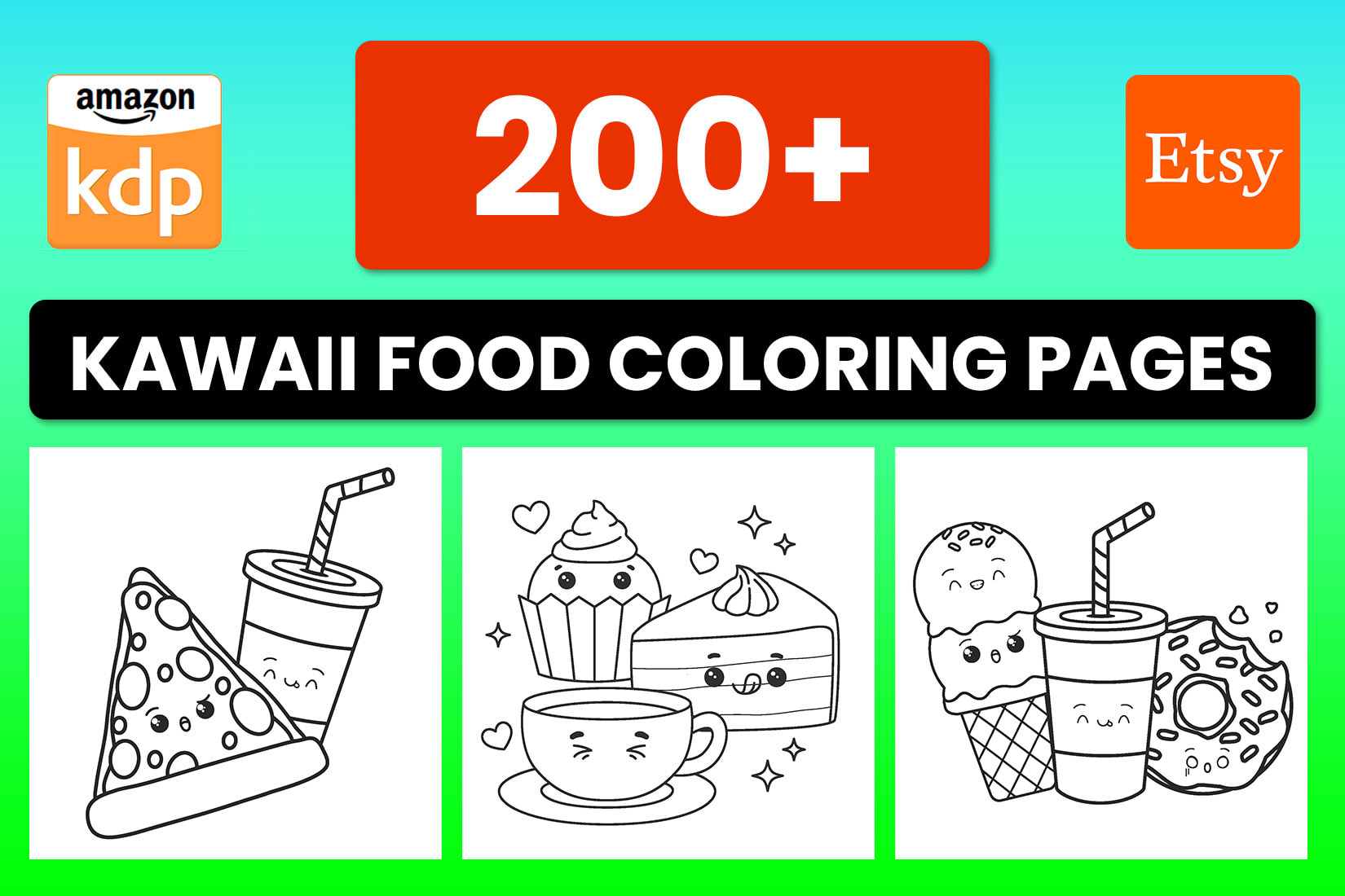 Deliver kawaii food coloring pages for kids adults and kdp by hansacoloring