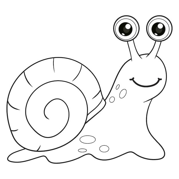 Premium vector coloring pages or books for kids cute snail cartoon black and white