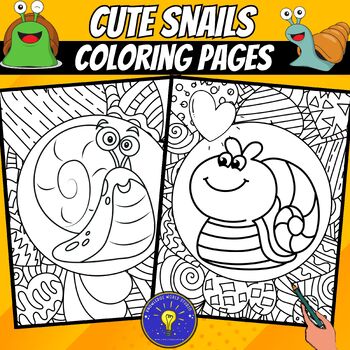 Snail coloring pages mindfulness cute snails coloring sheets tpt