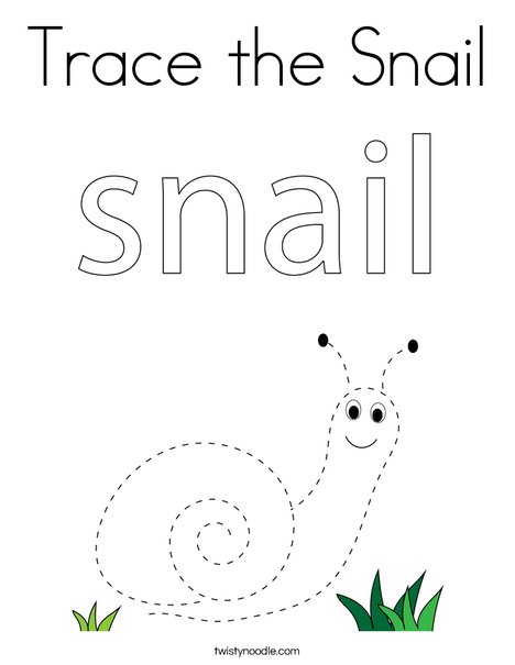 Trace the snail coloring page