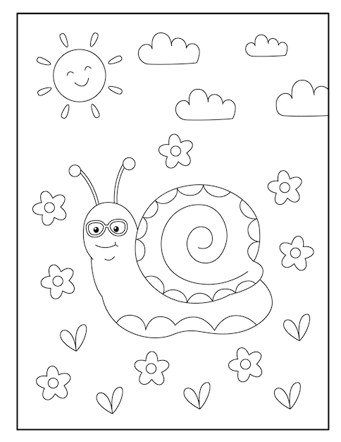 Premium vector snail coloring page for kids