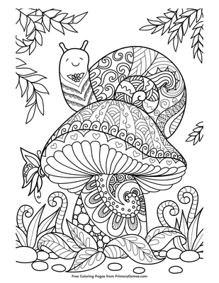 Snail on a mushroom coloring page â free printable pdf from