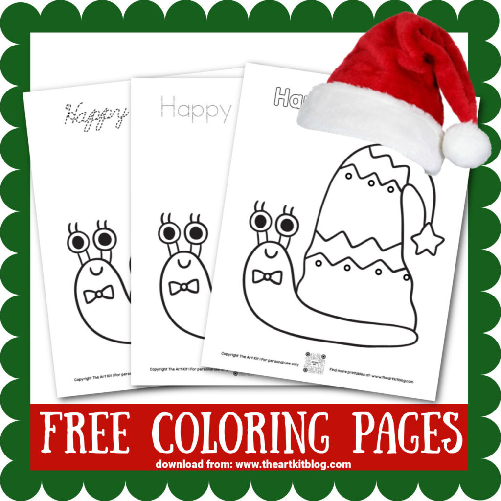 Happy holidays â cute snail coloring pages â the art kit