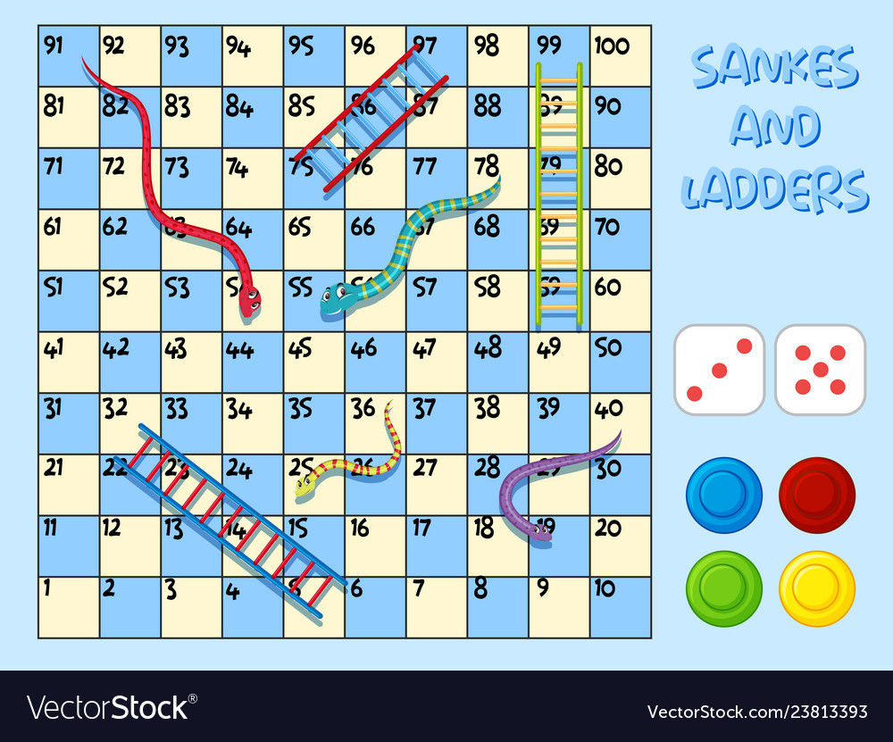 Snakes and ladder game template royalty free vector image