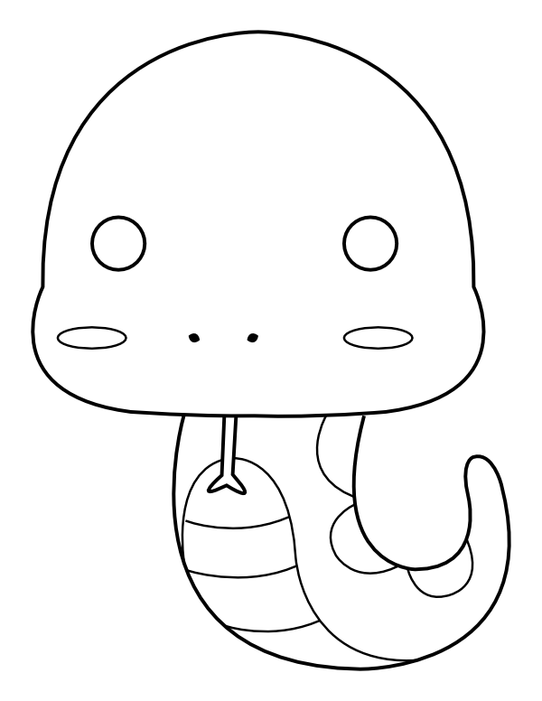 Printable kawaii snake coloring page