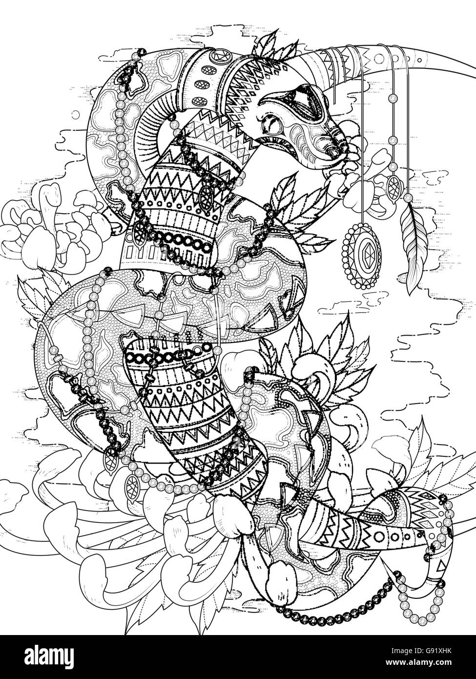 Adult coloring page mysterious snake hi