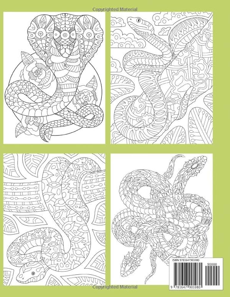 Snake coloring book for adults dylanna press books