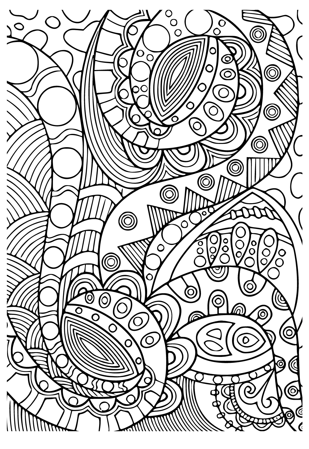 Free printable abstract snake coloring page for adults and kids