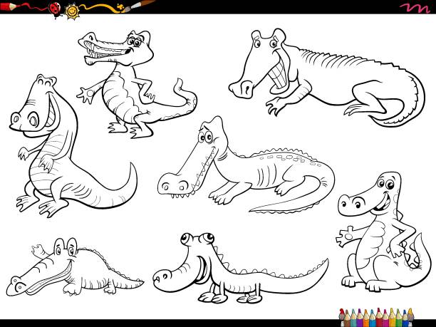 Clip art of cute crocodile stock illustrations royalty