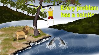 Lion snake and crocodile puzzle cartoon every probla has a solution