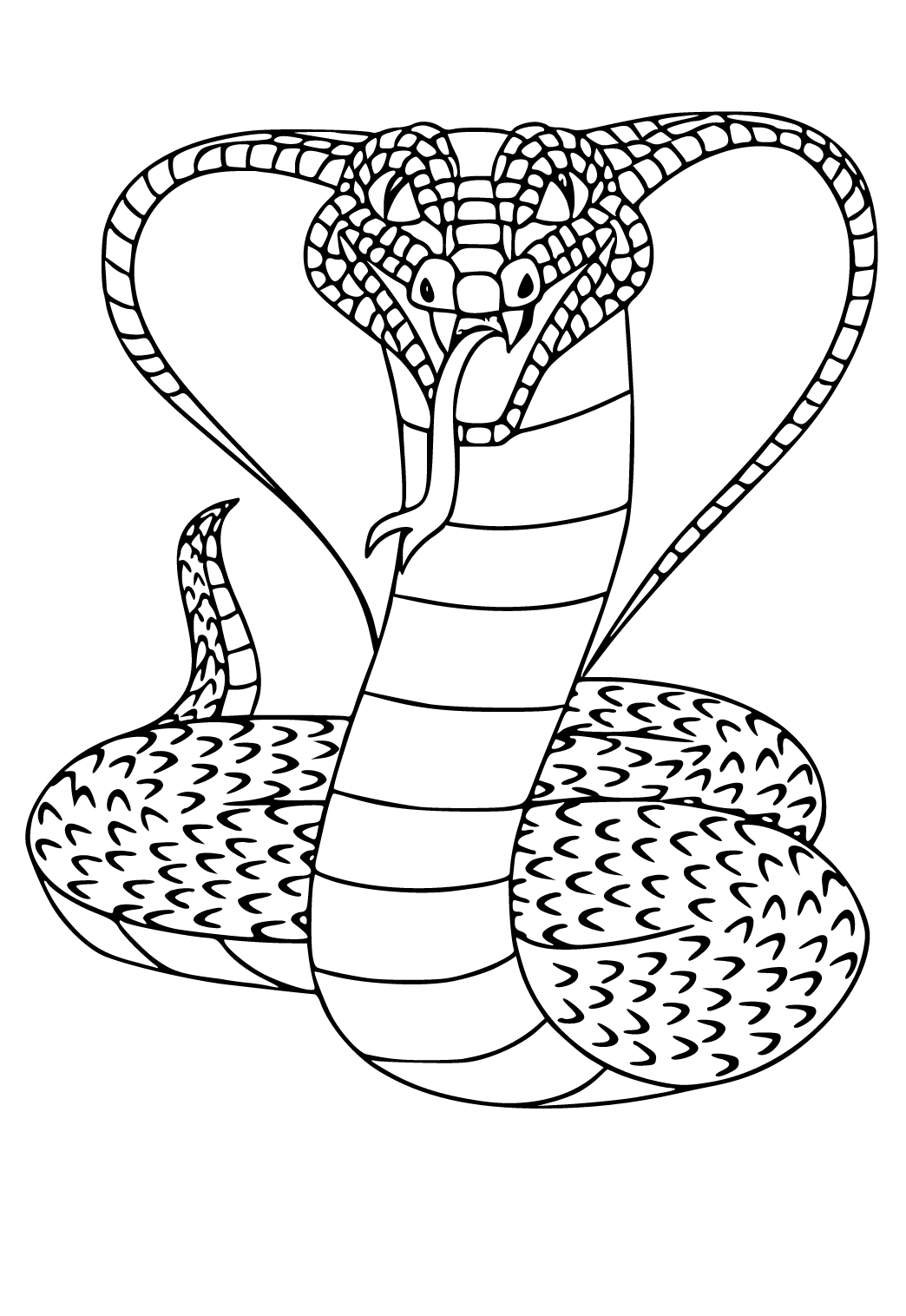 Free printable snake cobra coloring page for adults and kids