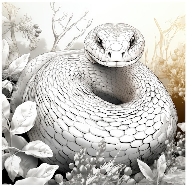 Premium ai image coloring page with a snake for children