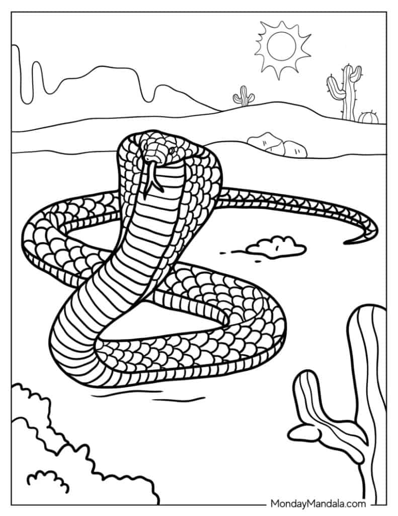 Snake coloring pages free pdf printables