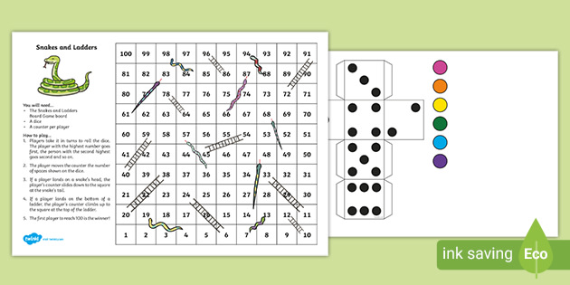 Snakes and ladders template board game