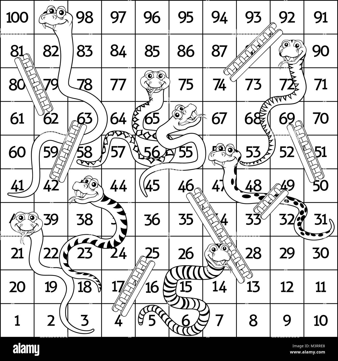 Snakes and ladders black and white stock vector image art