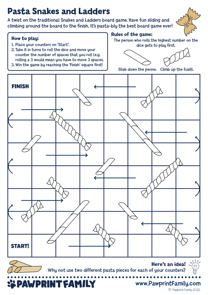 Pasta snakes and ladders