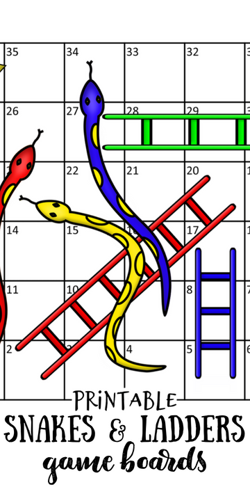 Printable snakes ladders game boards