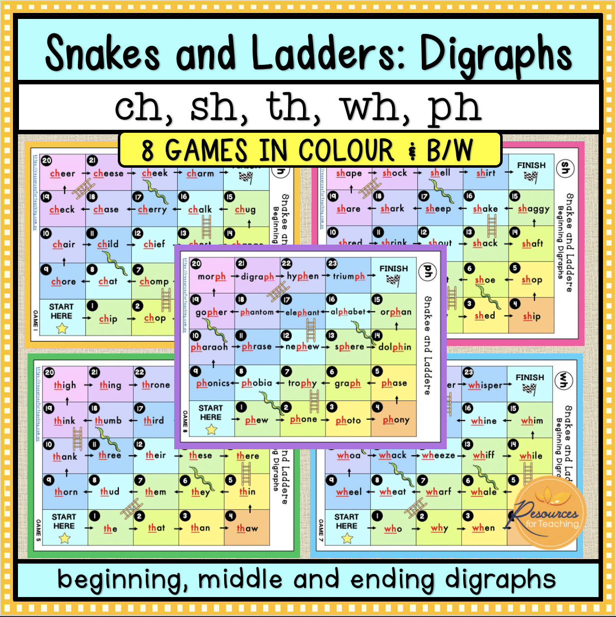 Snakes and ladders digraph games resources for teaching stralia