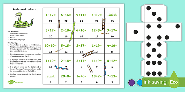 Snakes and ladders addition to board game board game