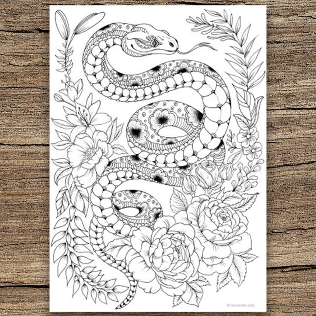 Snake printable adult coloring page from favoreads coloring book pages for adults and kids coloring sheets colouring designs