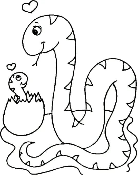 Mother and baby snake coloring page