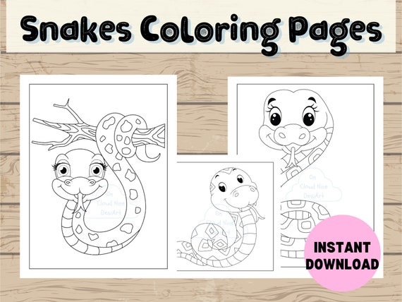 Snakes coloring pages snakes coloring book for kids snakes printable activity sheets for kids anaconda coloring digital download instant download