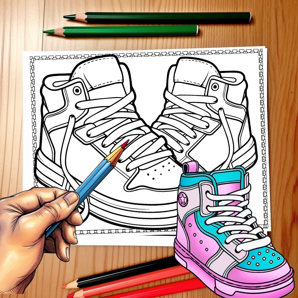 Sneaker coloring pages fashion designs coloring sheets teaching resources