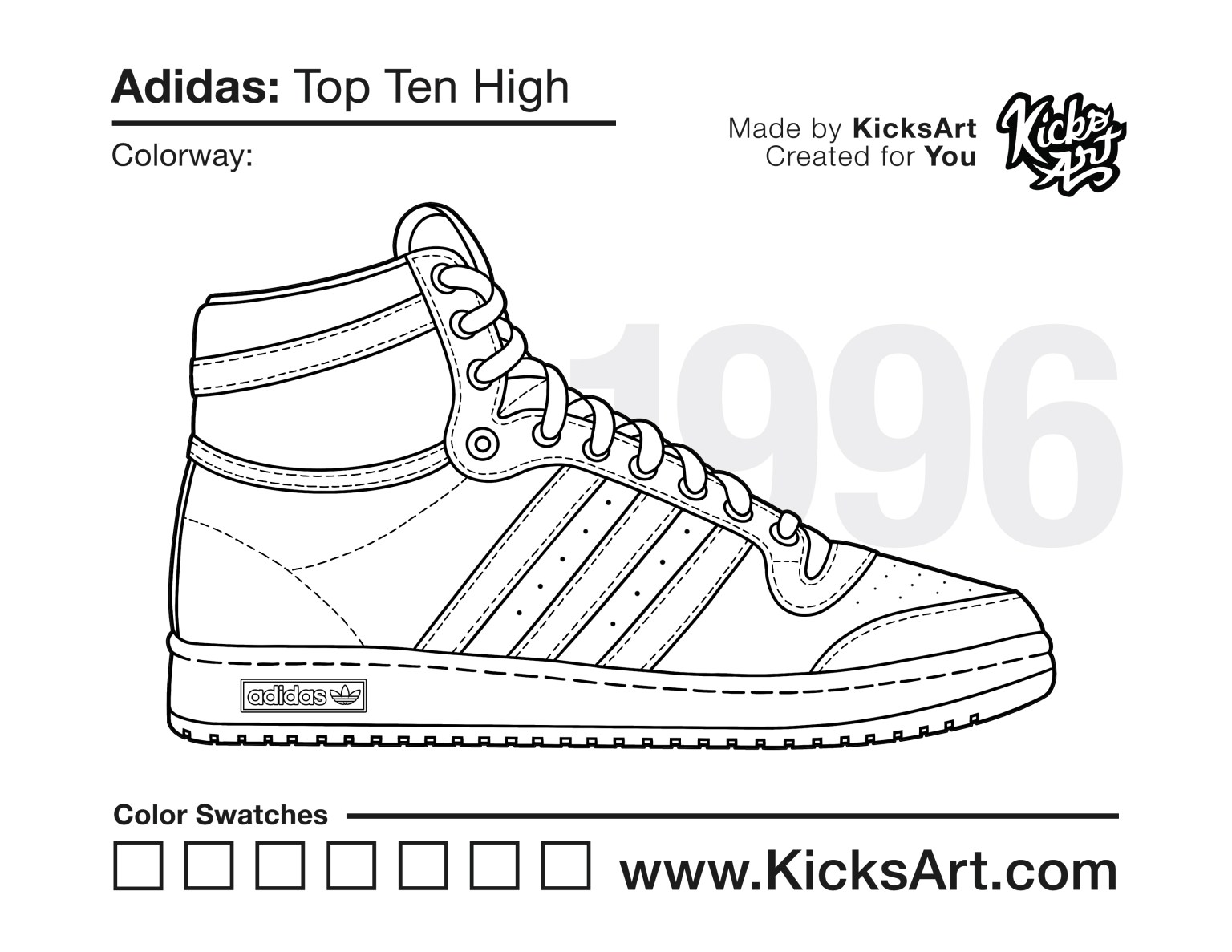 Adidas top ten high sneaker coloring pages