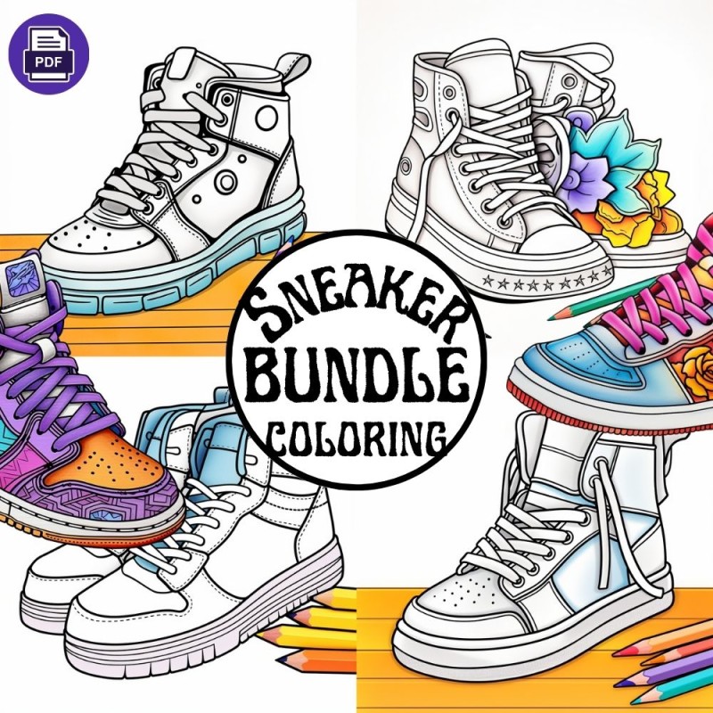 Sneaker coloring fashion designs bundle