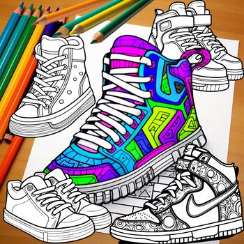 Sneaker design coloring pages mindfulness coloring sheets floral and classic