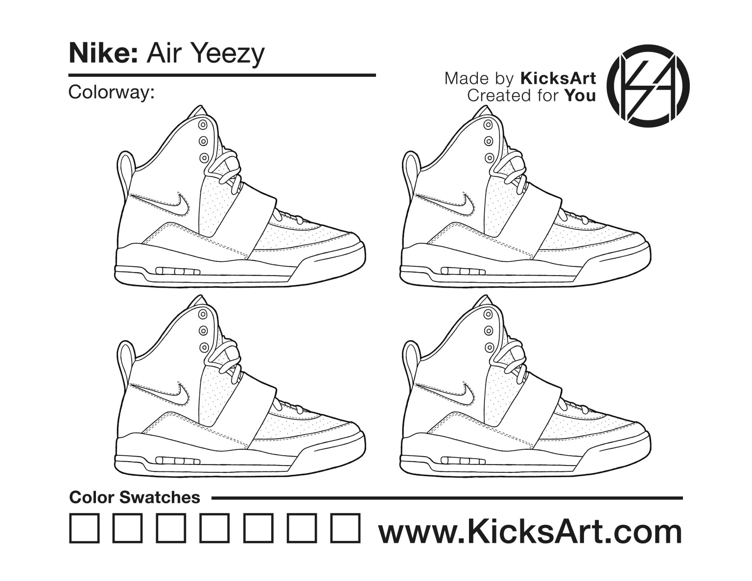 Nike air yeezy sneaker coloring pages