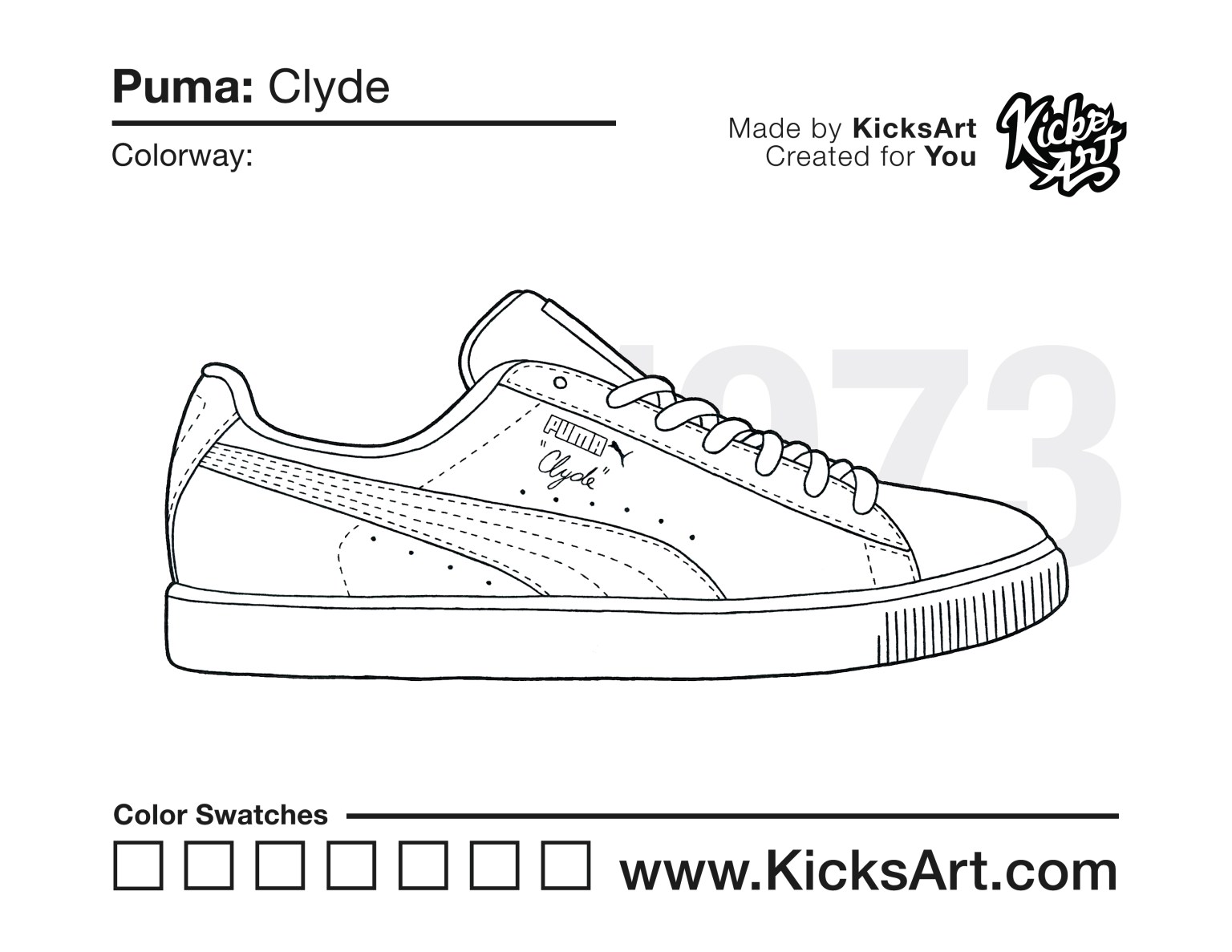 Puma clyde sneaker coloring pages