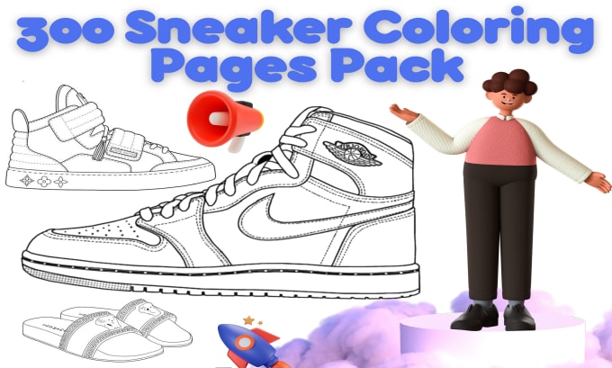 Give you sneaker coloring pages pack by soufati