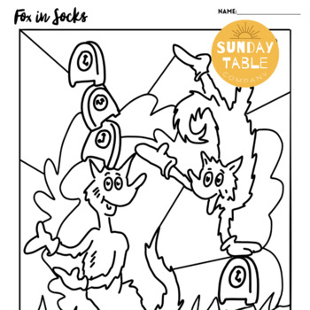 Read across america seuss coloring pages set by sunday table co tpt