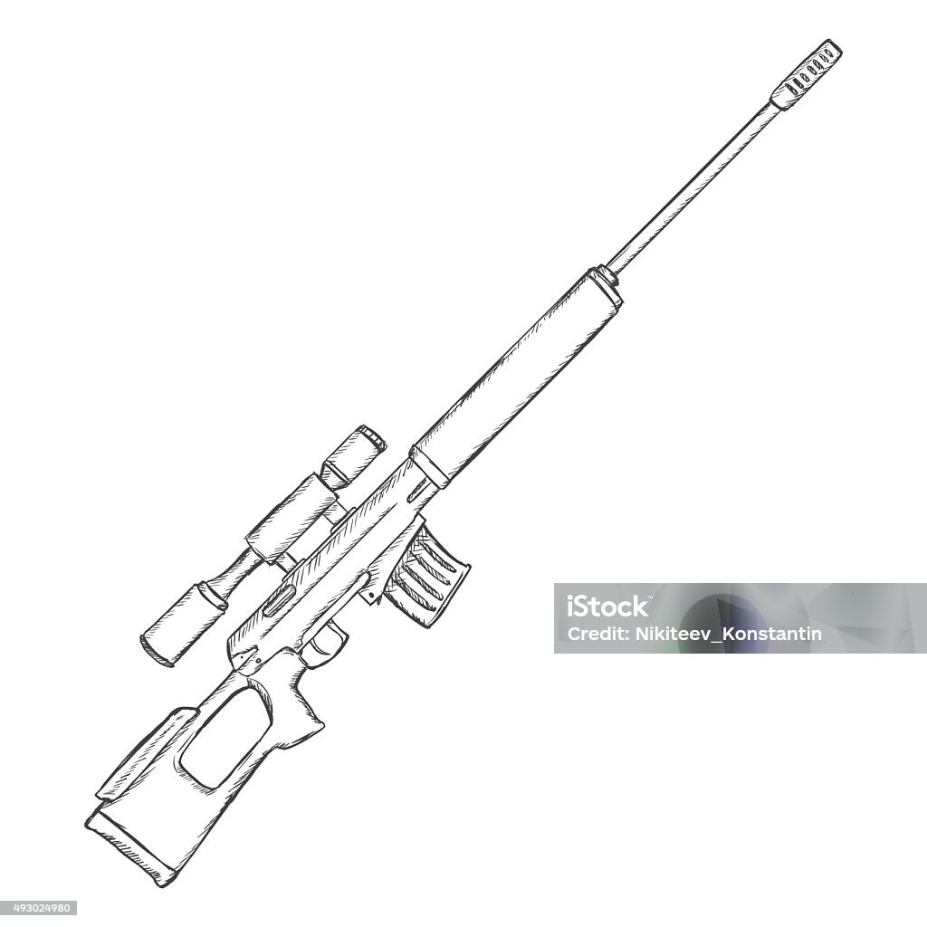 Vector sketch sniper rifle stock illustration