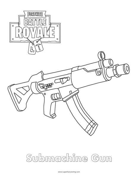 Fortnite submachine gun coloring page