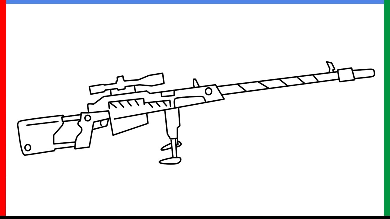 How to draw zastava m sniper gun step by step for beginners