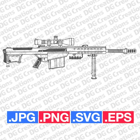 Cal bmg sniper rifle gun svg clip art graphic art instant download illustration gun vector svg eps png jpg stencil military rifle file