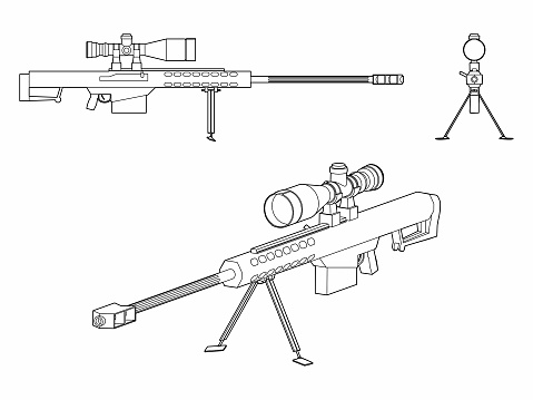 Sniper gun outline only stock illustration