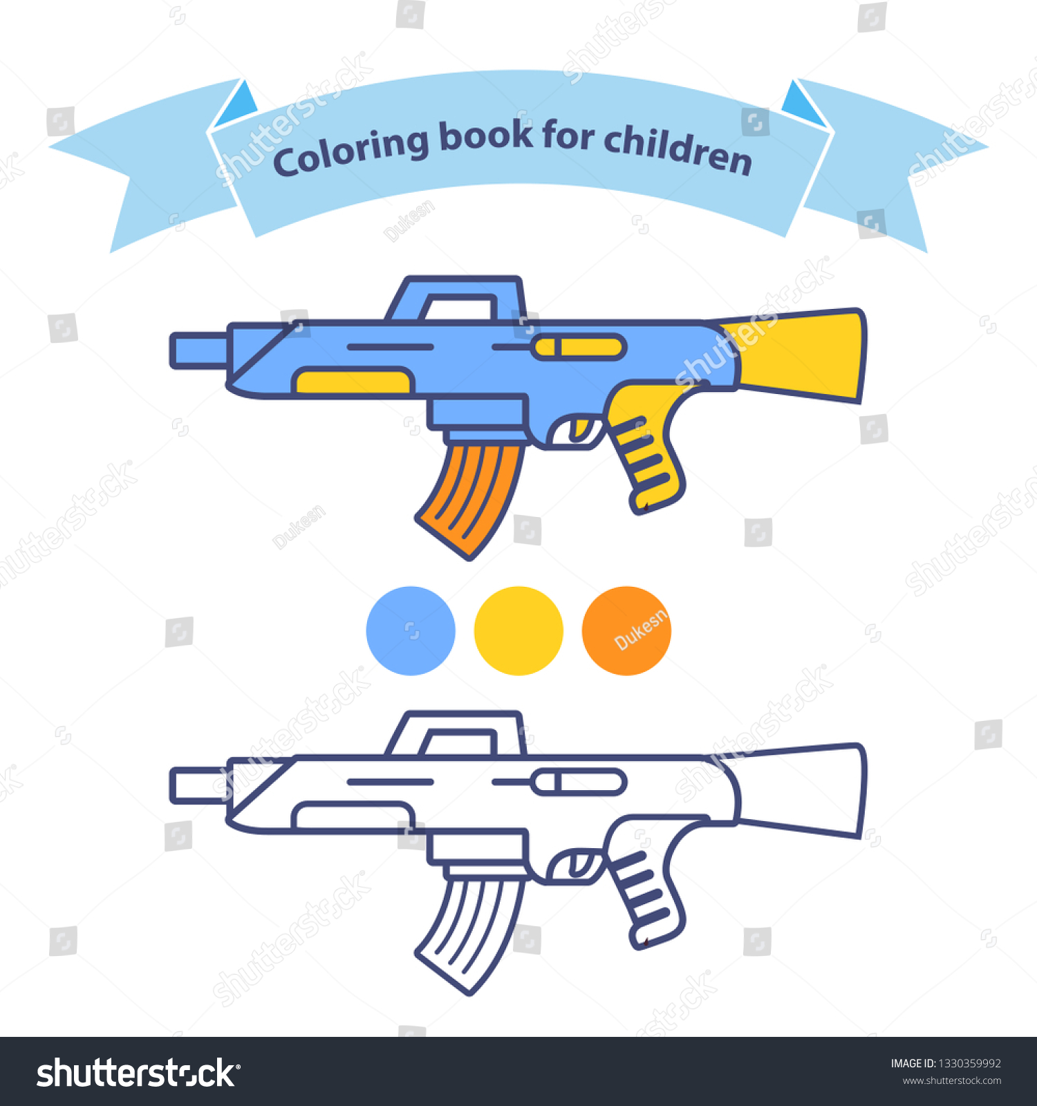 Sniper rifle coloring book children childrens stock vector royalty free