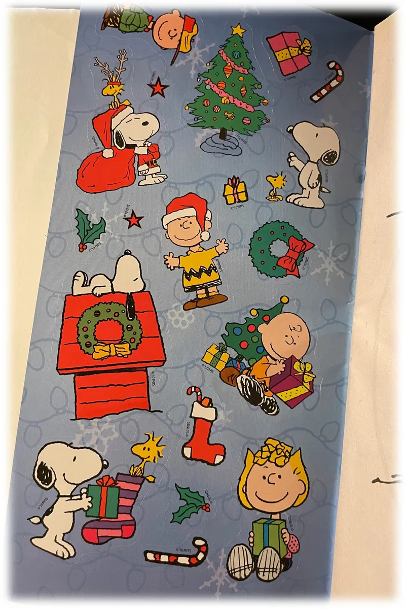 Vintage snoopy charlie brown christmas coloring book stickers new