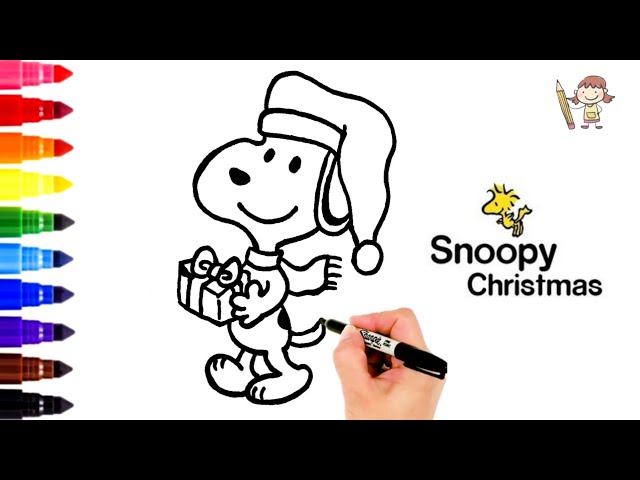 How to draw snoopy christas ðð charlie brown easy drawing coloring