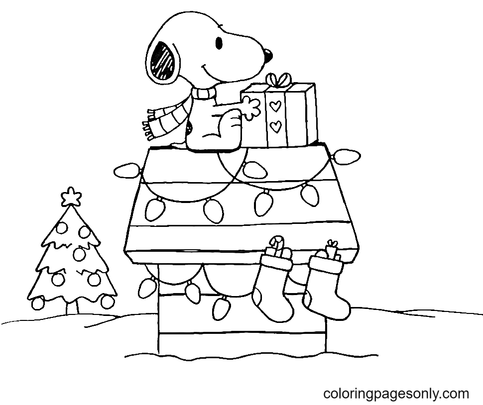 Snoopy christmas coloring page