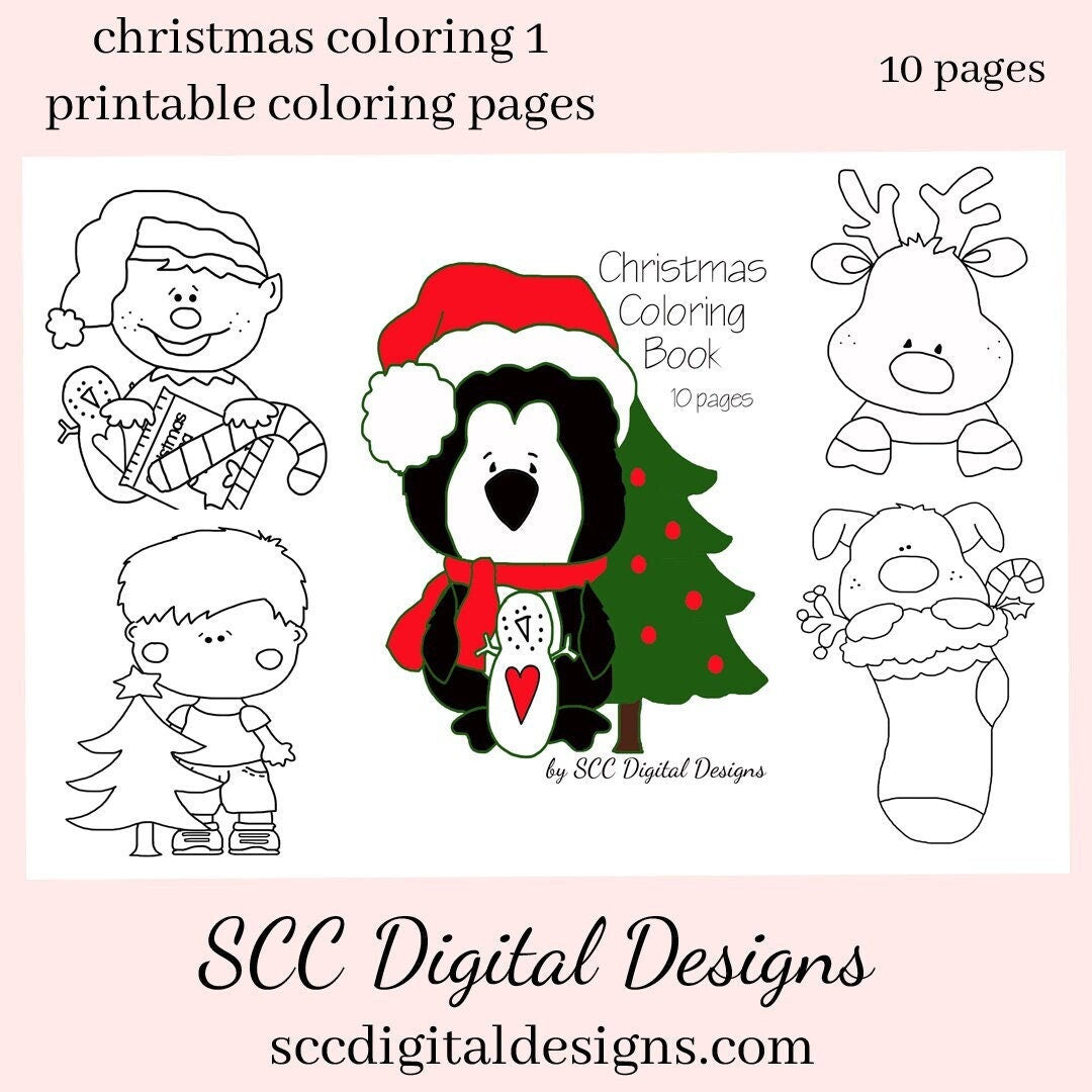 Printable kids christmas coloring book print at home kid color p â scc digital designs