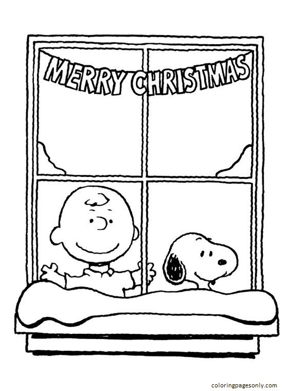 Snoopy charlie brown christmas coloring page